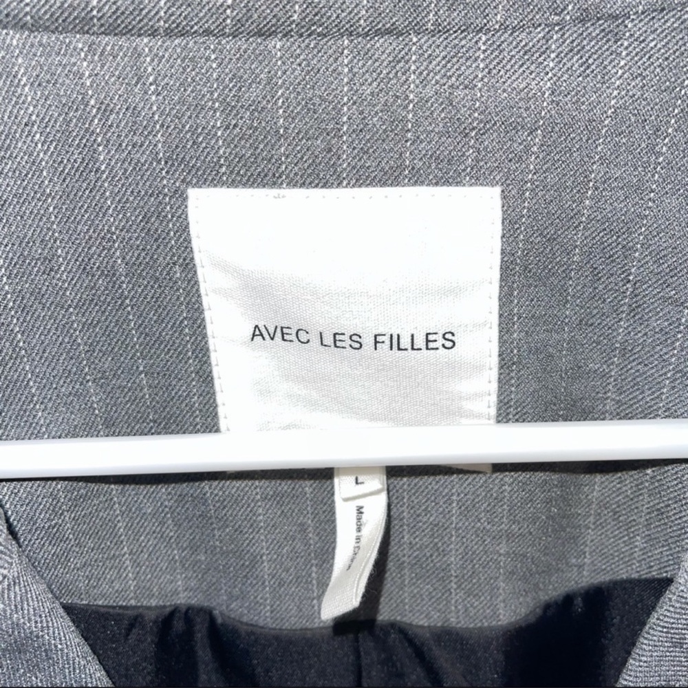 Avec Les Filles Belted Grey Pinstripe Blazer Jacket - Picture 7 of 14